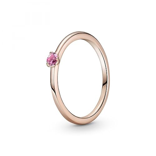 Pandora Rose Ring with Phlox Pink Crystal, Size 52