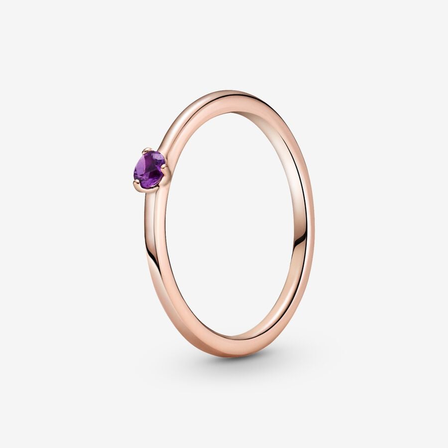 Pandora Rose Ring with Royal Purple Crystal, Size 52