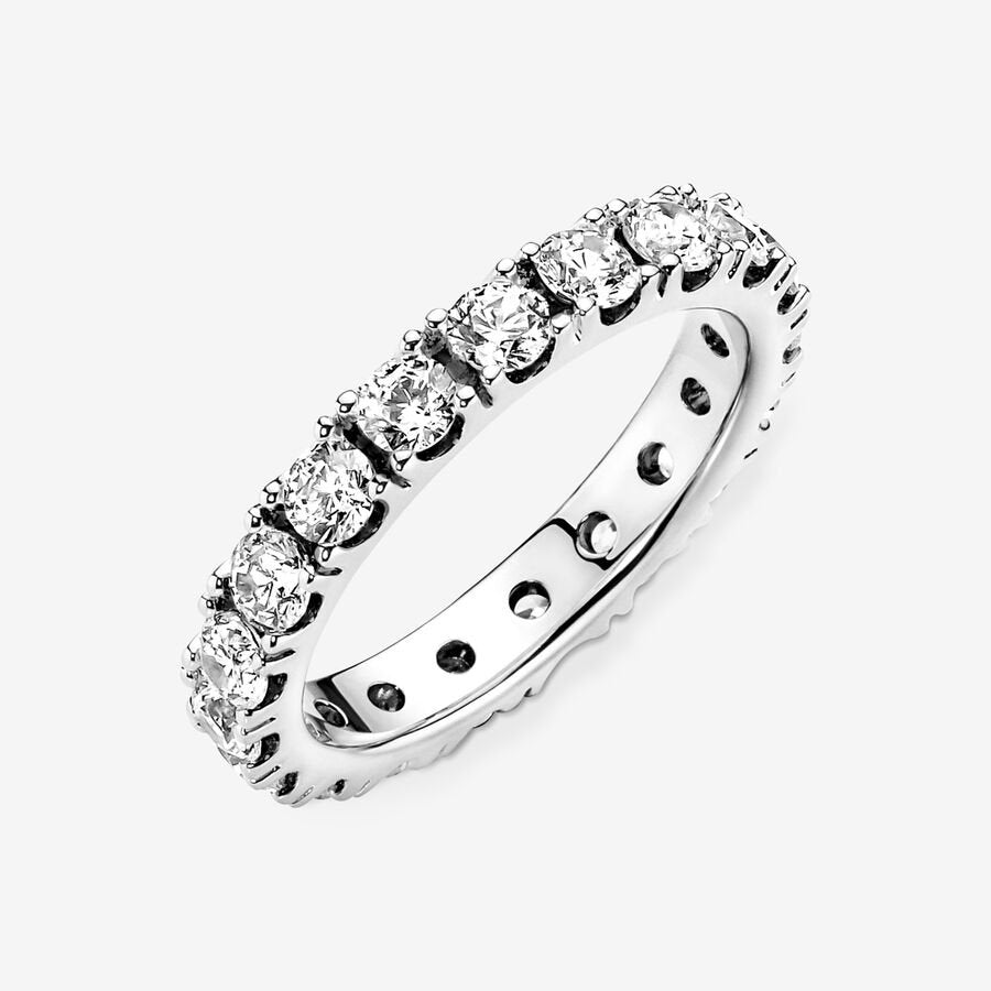 PANDORA Jewelry Sparkling Row Eternity Ring for Women - Sterling Silver with Cubic Zirconia - Size 7, With Gift Box