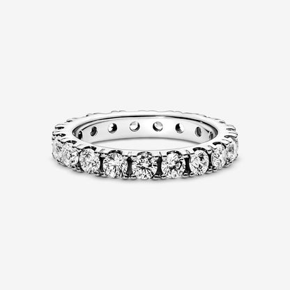 PANDORA Jewelry Sparkling Row Eternity Ring for Women - Sterling Silver with Cubic Zirconia - Size 7, With Gift Box