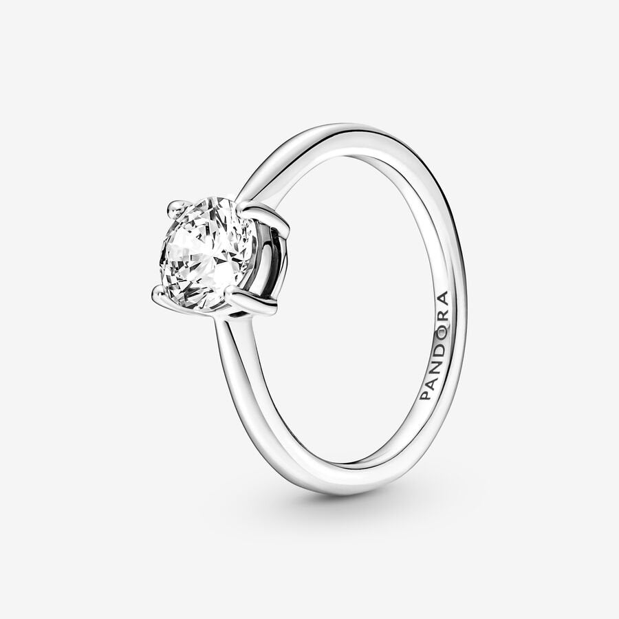PANDORA Jewelry Sparkling Solitaire Ring for Women - Sterling Silver with Cubic Zirconia - Size 9, With Gift Box