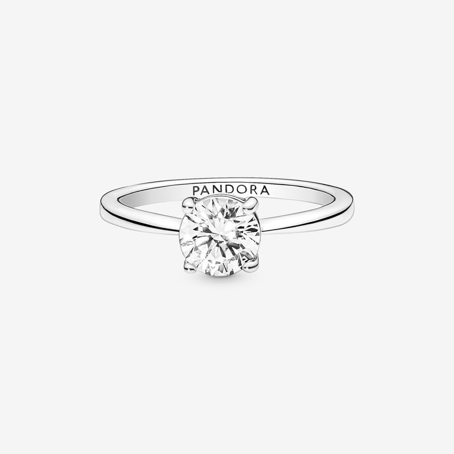 PANDORA Jewelry Sparkling Solitaire Ring for Women - Sterling Silver with Cubic Zirconia - Size 9, With Gift Box