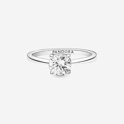 PANDORA Jewelry Sparkling Solitaire Ring for Women - Sterling Silver with Cubic Zirconia - Size 9, With Gift Box