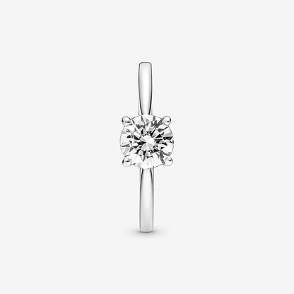 PANDORA Jewelry Sparkling Solitaire Ring for Women - Sterling Silver with Cubic Zirconia - Size 9, With Gift Box
