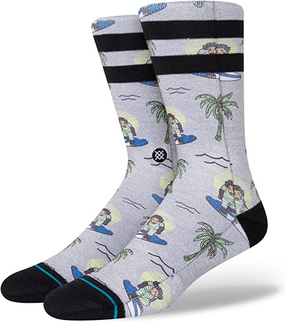 Stance Crew Surfing Monkey Socks (Small, Grey)
