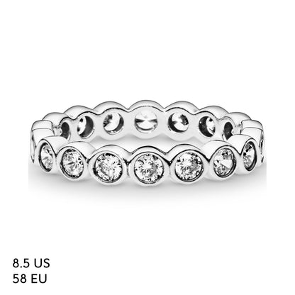 PANDORA Jewelry Band of Stones Cubic Zirconia Ring in Sterling Silver, Size 8.5, With Gift Box