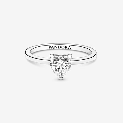 PANDORA Sparkling Heart Solitaire Ring, 191165C01-58, With Gift Box