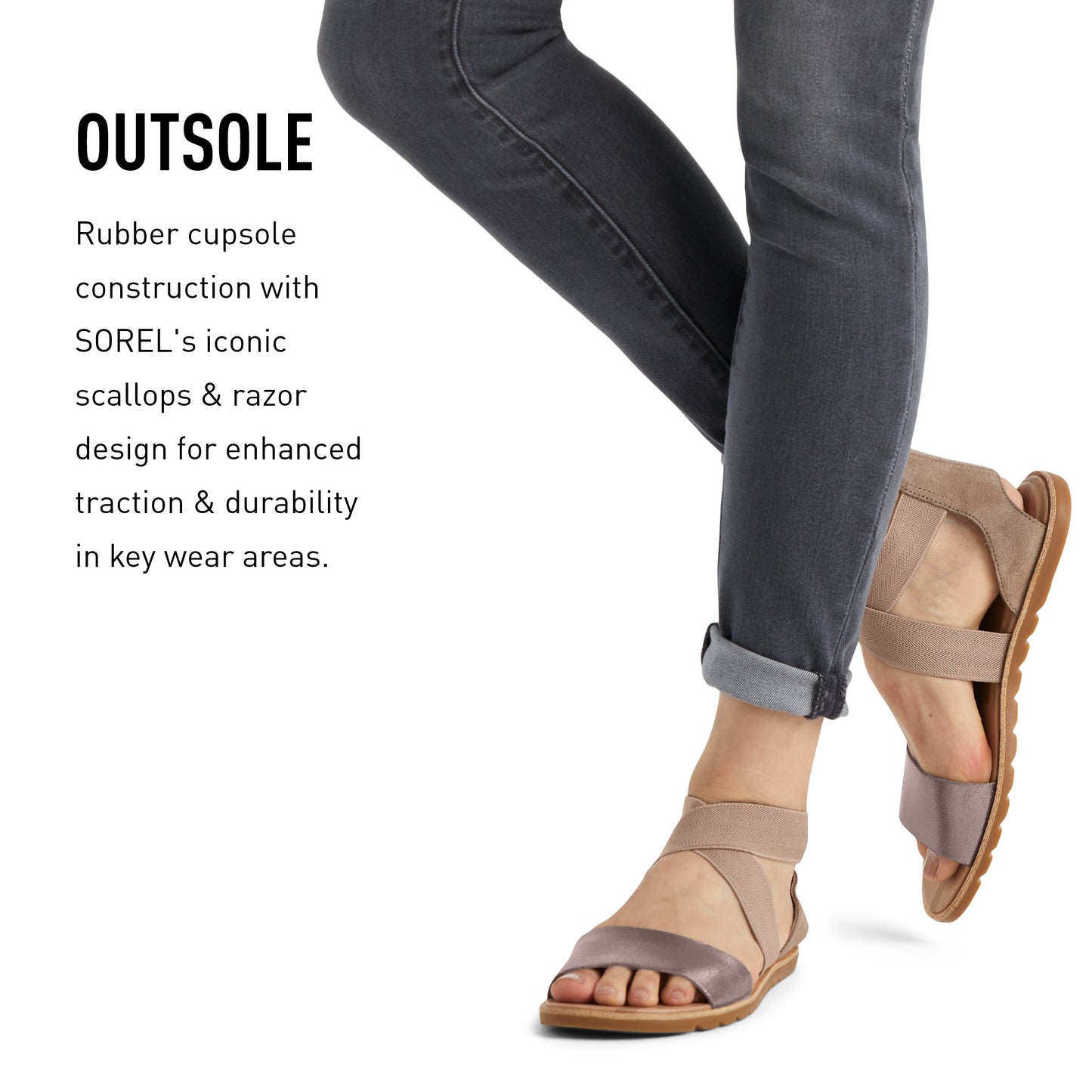 SOREL Women's Ella II Sandals - Ash Brown - Size 7.5