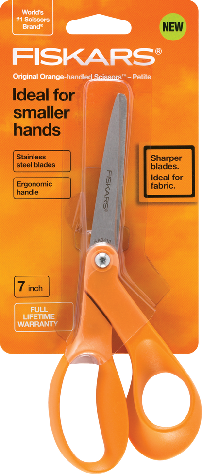 Fiskars 197060-1001 Petite Original Orange-Handled Scissors, 7 Inch, Orange