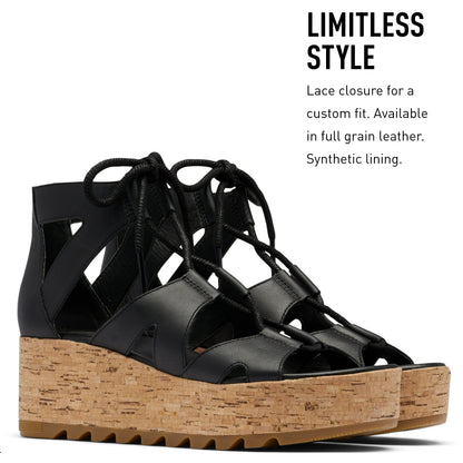 SOREL Women's Cameron Flatform Lace Sandals - Black - Size 9.5