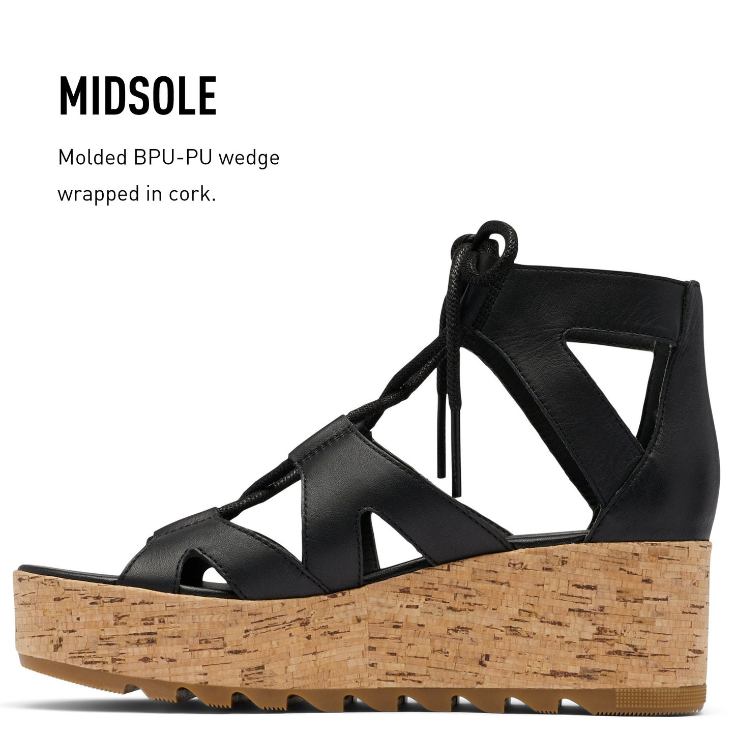 SOREL Women's Cameron Flatform Lace Sandals - Black - Size 10
