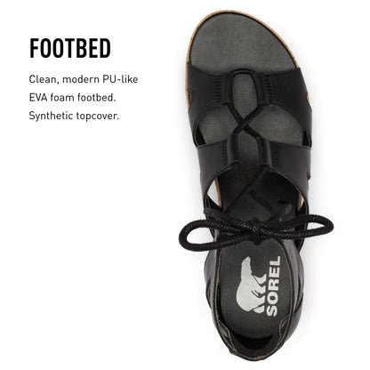 SOREL Women's Cameron Flatform Lace Sandals - Black - Size 7.5