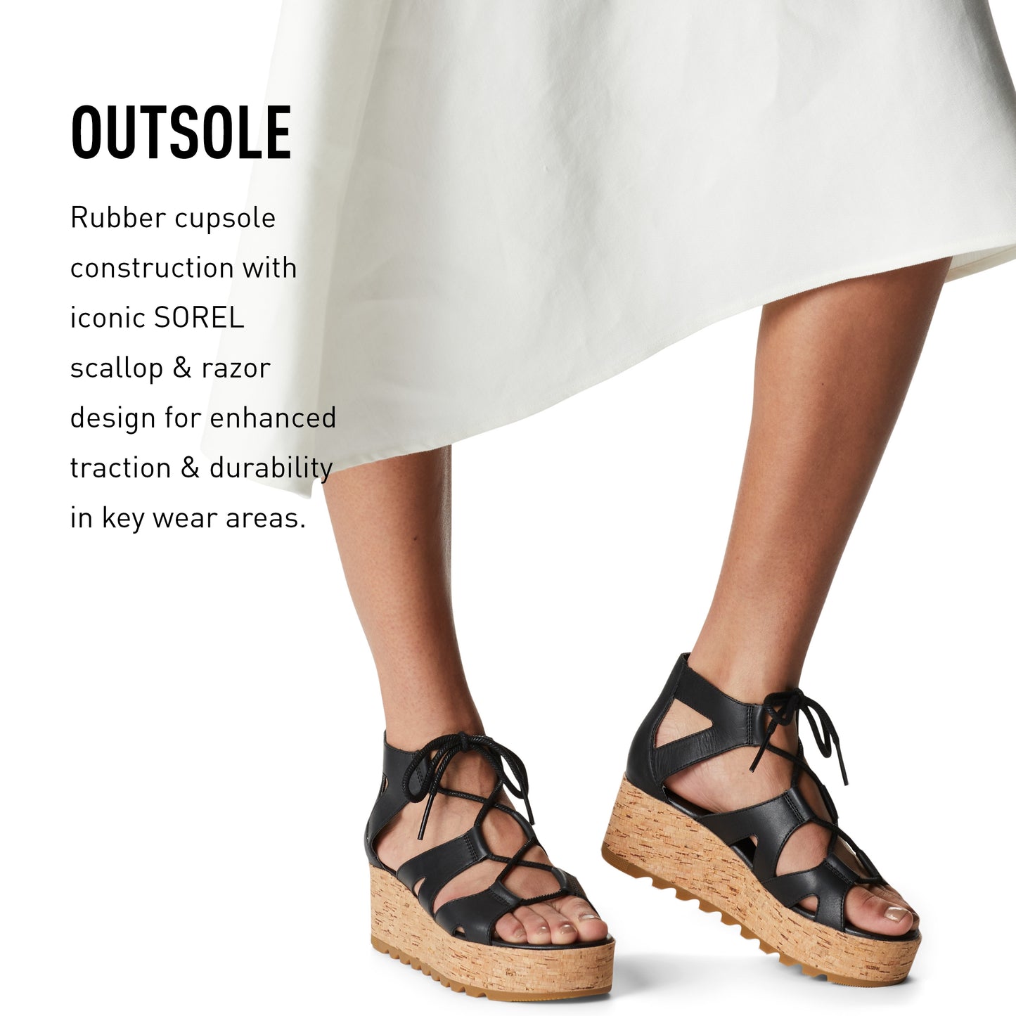 SOREL Women's Cameron Flatform Lace Sandals - Black - Size 10