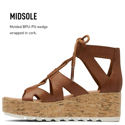 SOREL Women's Cameron Flatform Lace Sandals - Velvet Tan, Chalk - Size 5.5