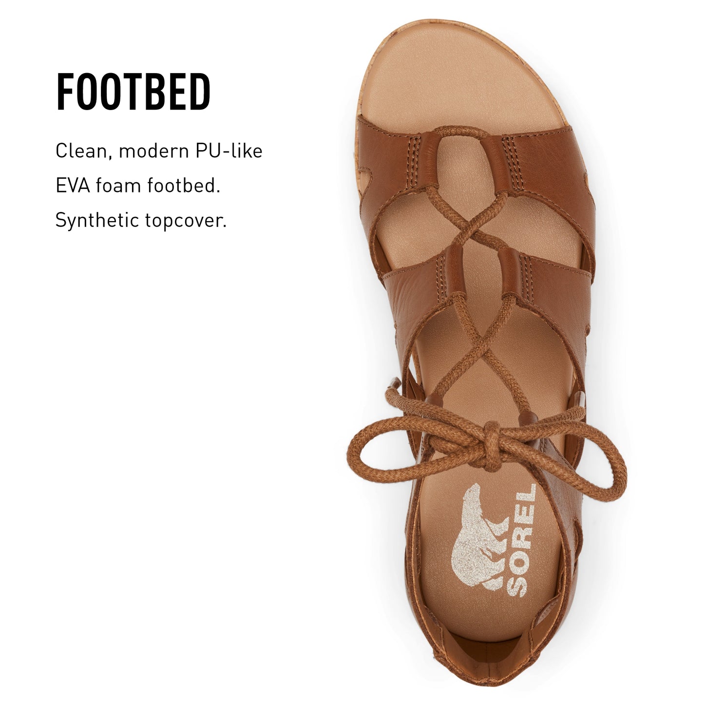 SOREL Women's Cameron Flatform Lace Sandals - Velvet Tan, Chalk - Size 8