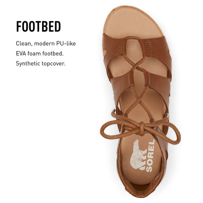 SOREL Women's Cameron Flatform Lace Sandals - Velvet Tan, Chalk - Size 6