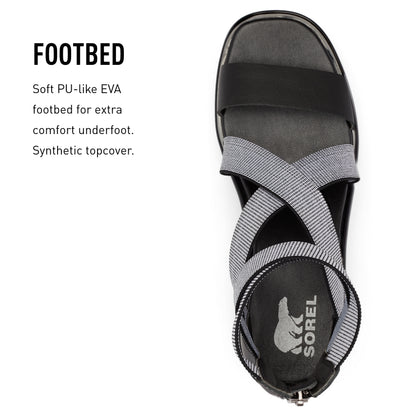 SOREL Women's Joanie III Sport Strap Sandals - Black, White - Size 7.5