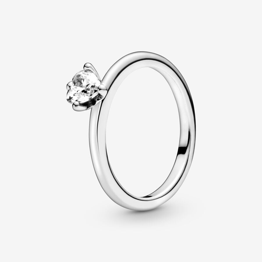 Pandora Clear Heart Solitaire Ring, Size 50,with Gift Box