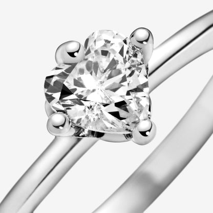 Pandora Clear Heart Solitaire Ring, Size 56,with Gift Box
