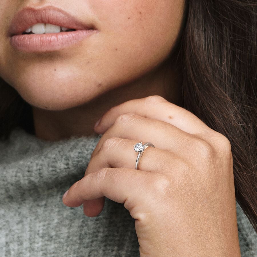 Pandora Clear Heart Solitaire Ring, Size 50,with Gift Box