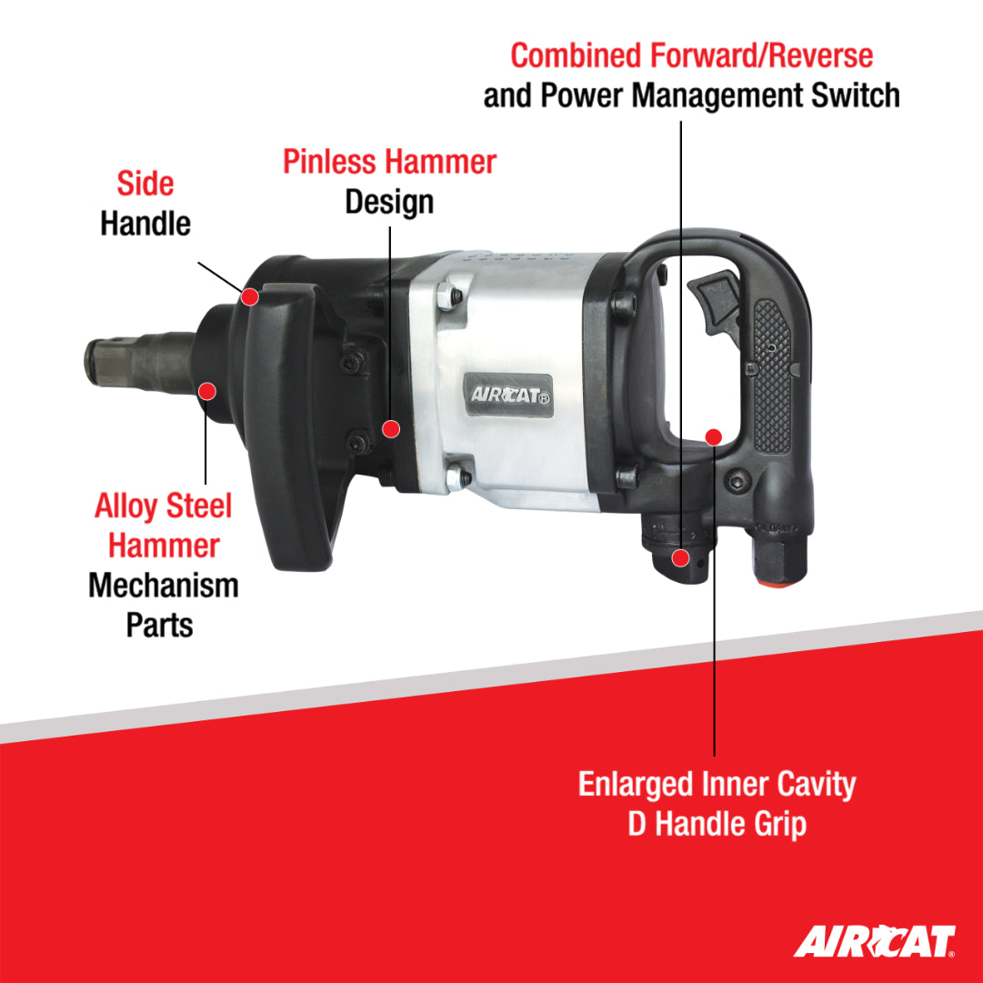 AIRCAT 1992-1: 1-Inch Straight Impact Wrench with Pinless Hammer Mechanism 2,000 ft-lbs
