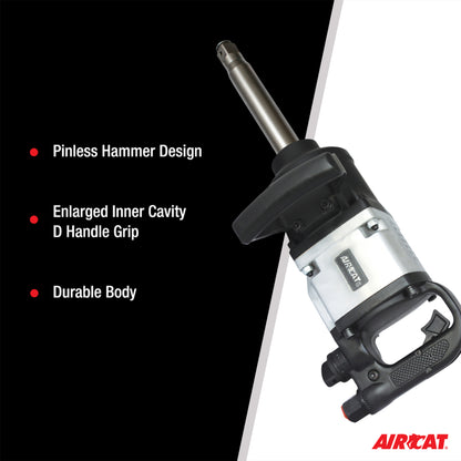 AIRCAT 1992 1-Inch Straight Impact Wrench with 8-Inch Extended Anvil 2,000 ft-lbs