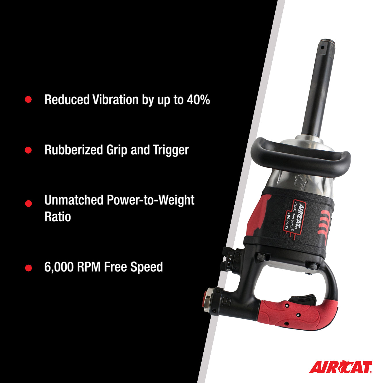 AIRCAT 1993-VXL: 1-Inch Vibrotherm Drive Composite Straight Impact Wrench with 7-Inch Anvil