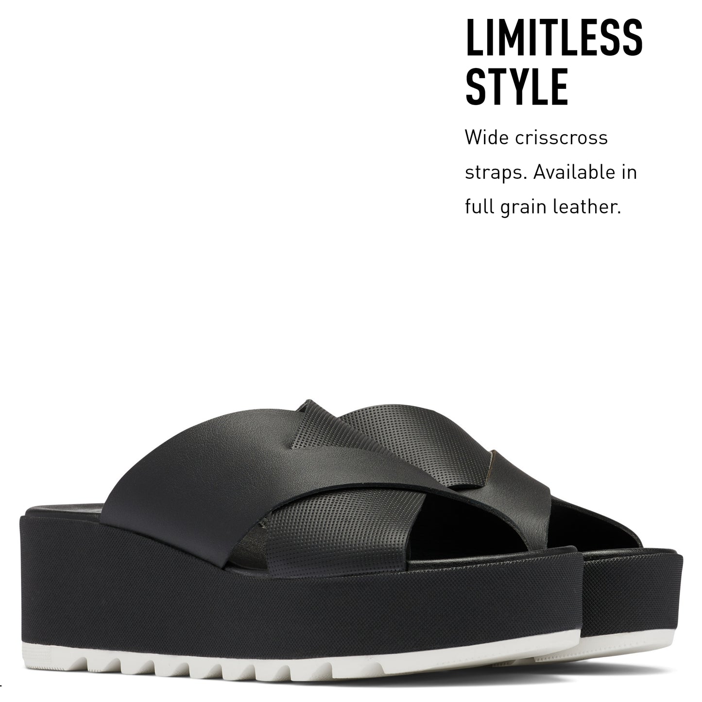 SOREL Women's Cameron Flatform Mule Sandals - Black, Sea Salt - Size 11