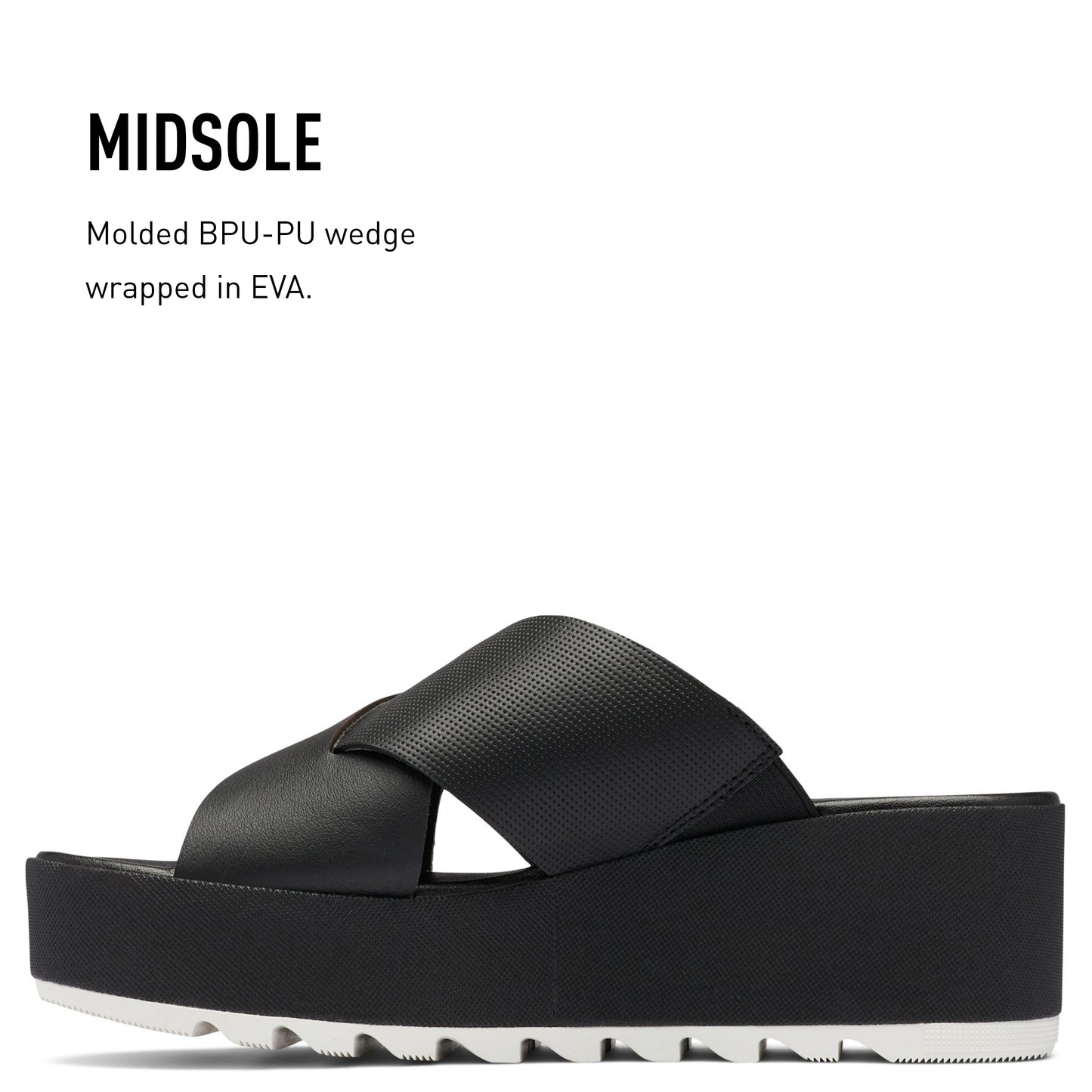 SOREL Women's Cameron Flatform Mule Sandals - Black, Sea Salt - Size 9