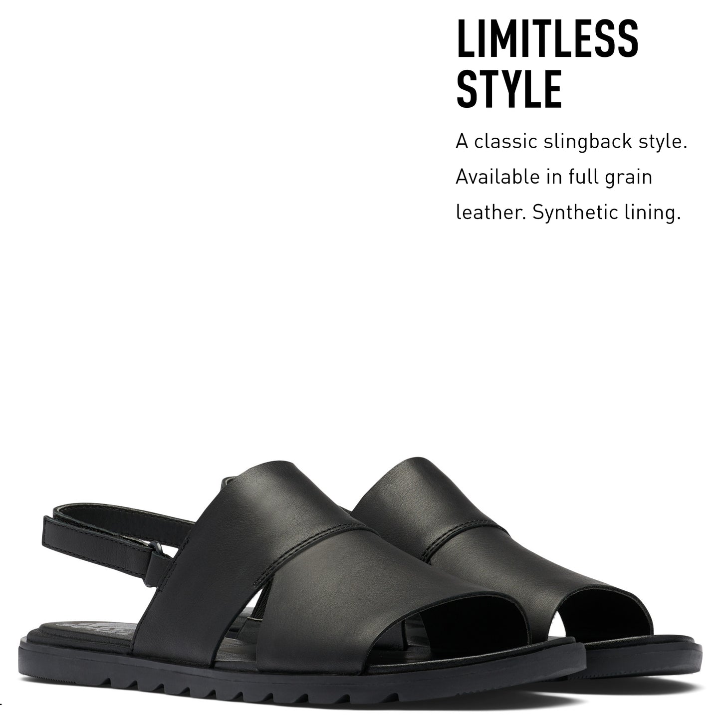 SOREL Women's Ella II Slingback Sandals - Black, White - Size 7.5