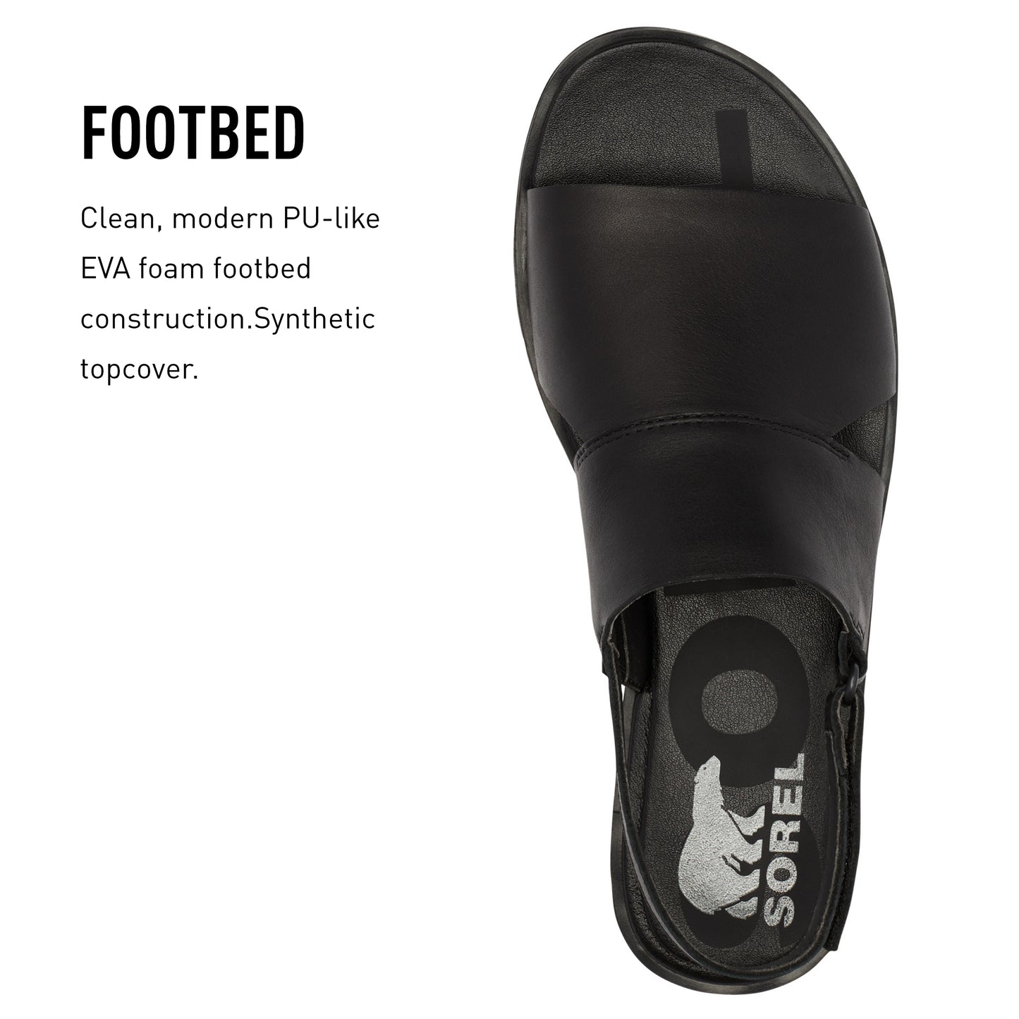 SOREL Women's Ella II Slingback Sandals - Black, White - Size 6.5
