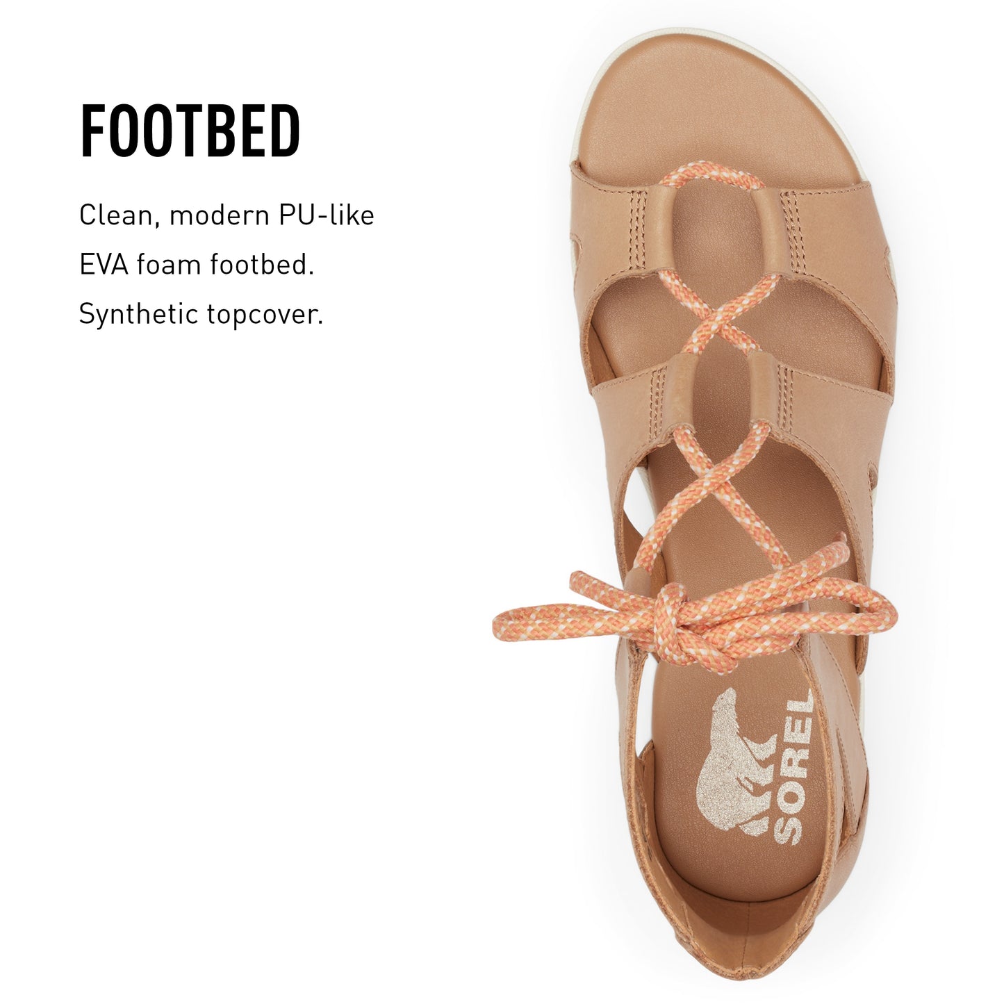SOREL Women's Cameron Flatform Lace Sandals - Honest Beige - Size 8.5