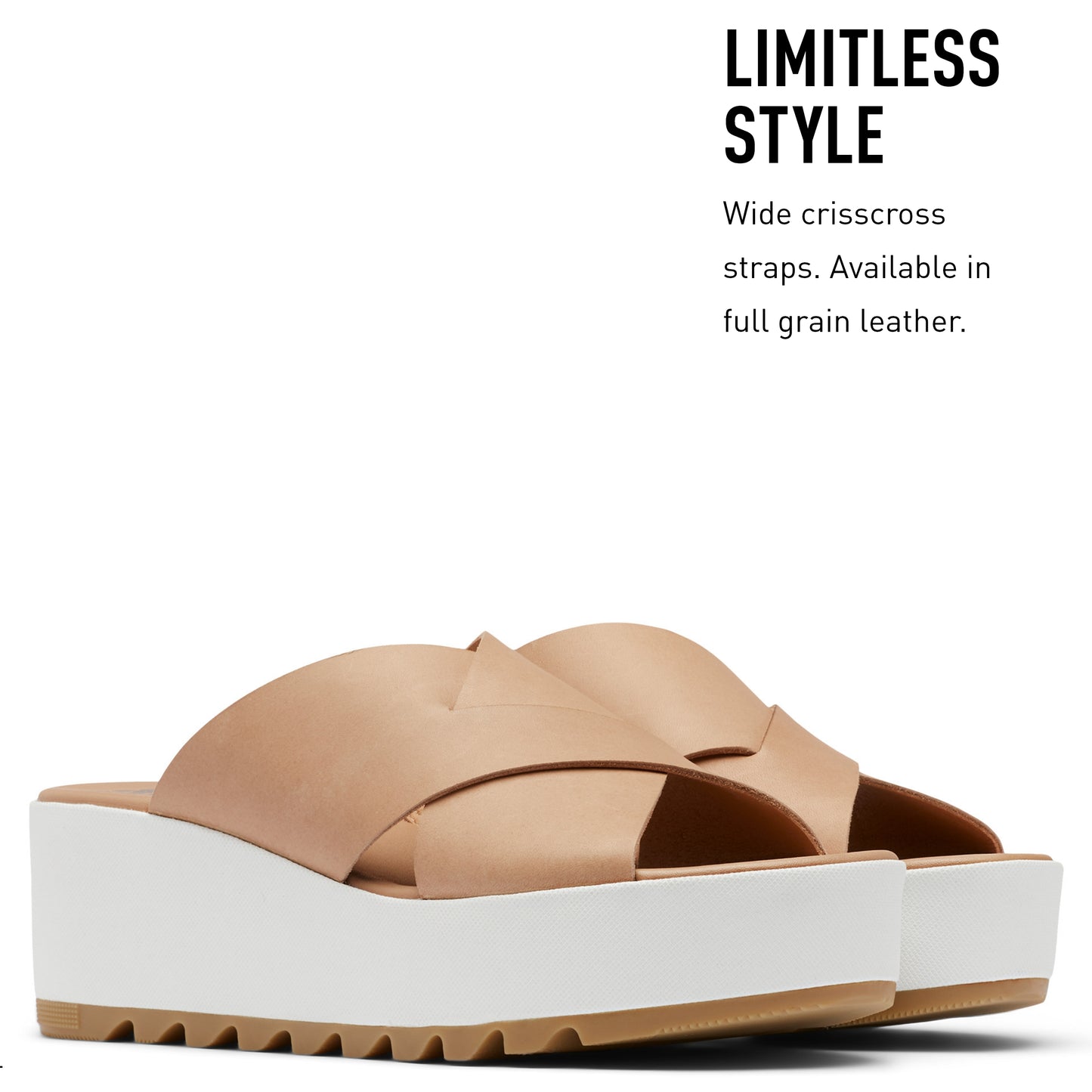 SOREL Women's Cameron Flatform Mule Sandals - Honest Beige, Sea Salt - Size 9.5