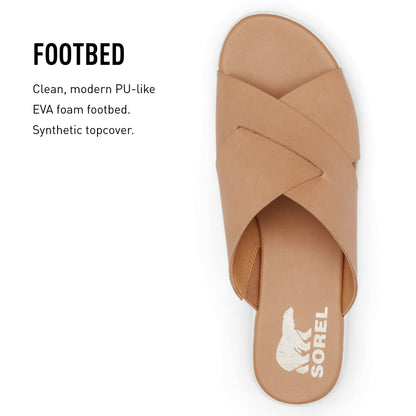 SOREL Women's Cameron Flatform Mule Sandals - Honest Beige, Sea Salt - Size 10