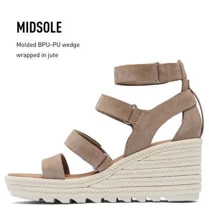 SOREL Women's Cameron Wedge Multistrap Sandals - Omega Taupe, Sea Salt - Size 10
