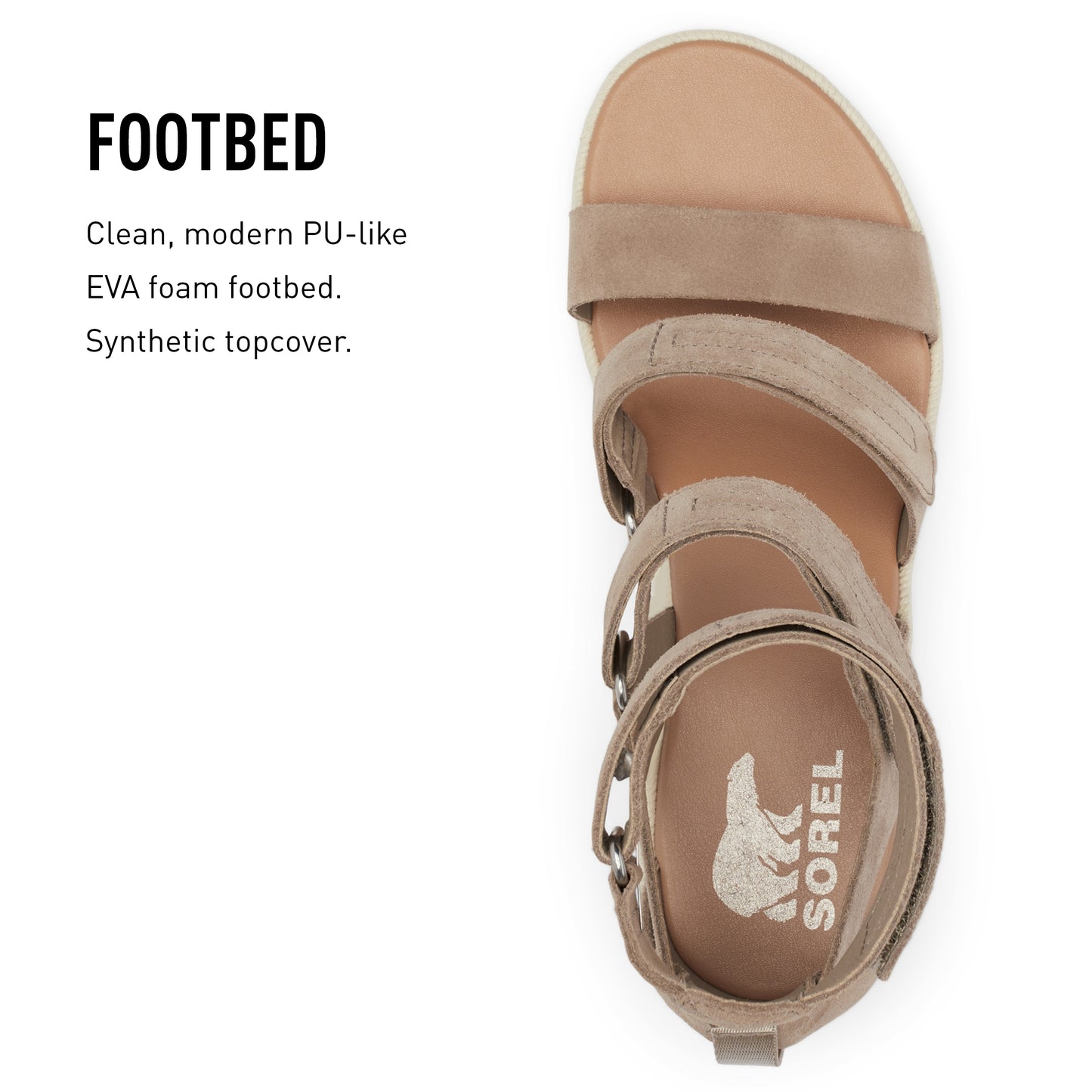SOREL Women's Cameron Wedge Multistrap Sandals - Omega Taupe, Sea Salt - Size 9.5