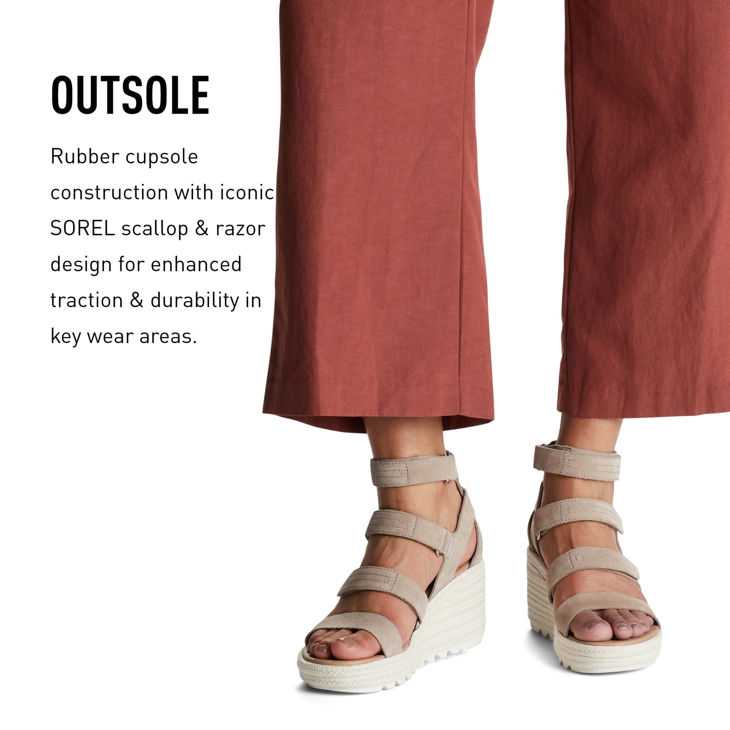 SOREL Women's Cameron Wedge Multistrap Sandals - Omega Taupe, Sea Salt - Size 10