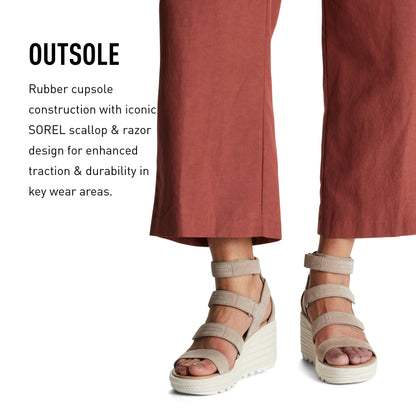 SOREL Women's Cameron Wedge Multistrap Sandals - Omega Taupe, Sea Salt - Size 9.5