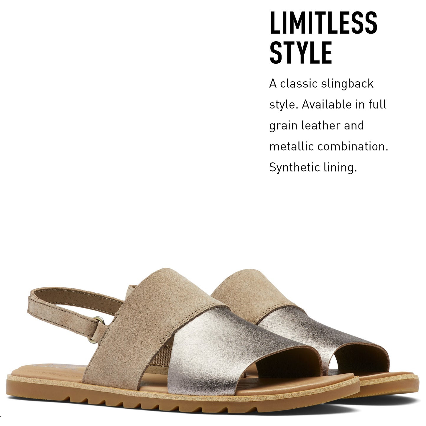 SOREL Women's Ella II Slingback Sandals - Ash Brown, Chalk - Size 9