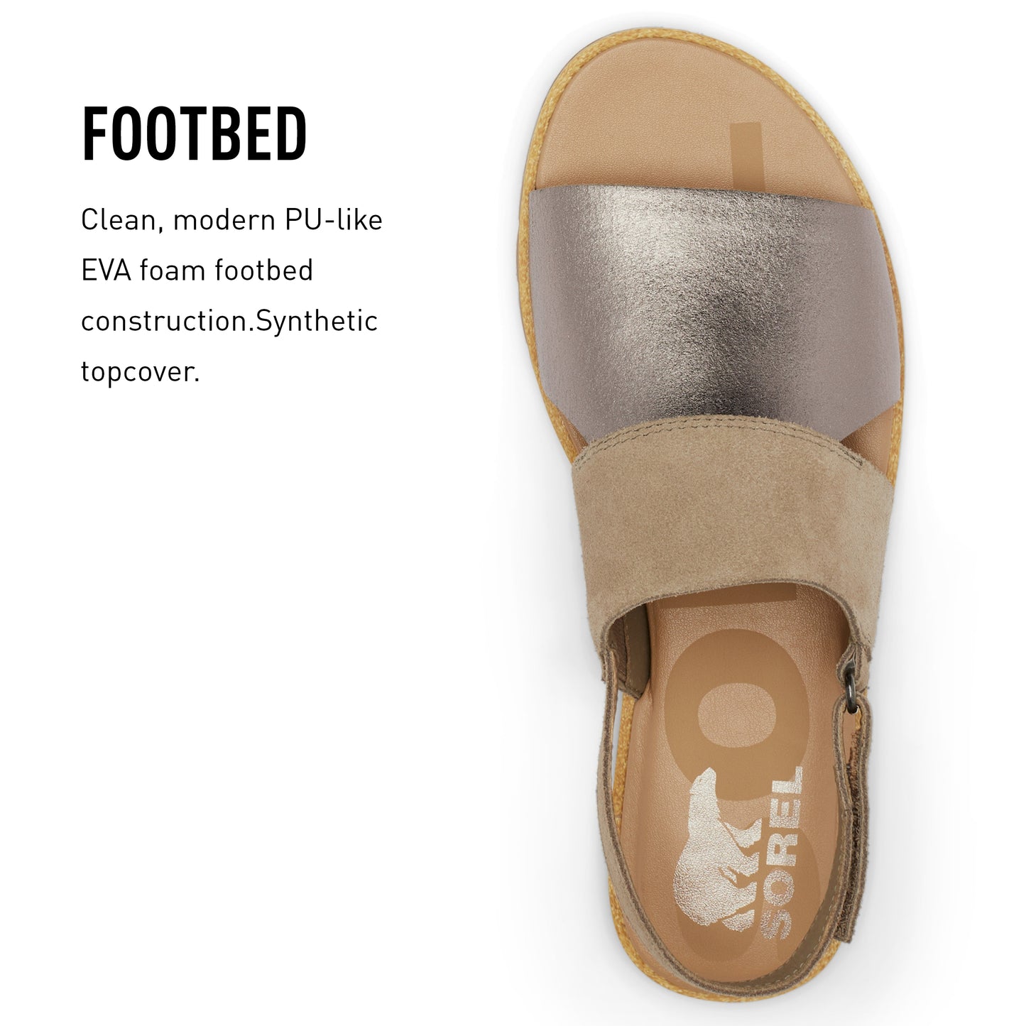 SOREL Women's Ella II Slingback Sandals - Ash Brown, Chalk - Size 6.5