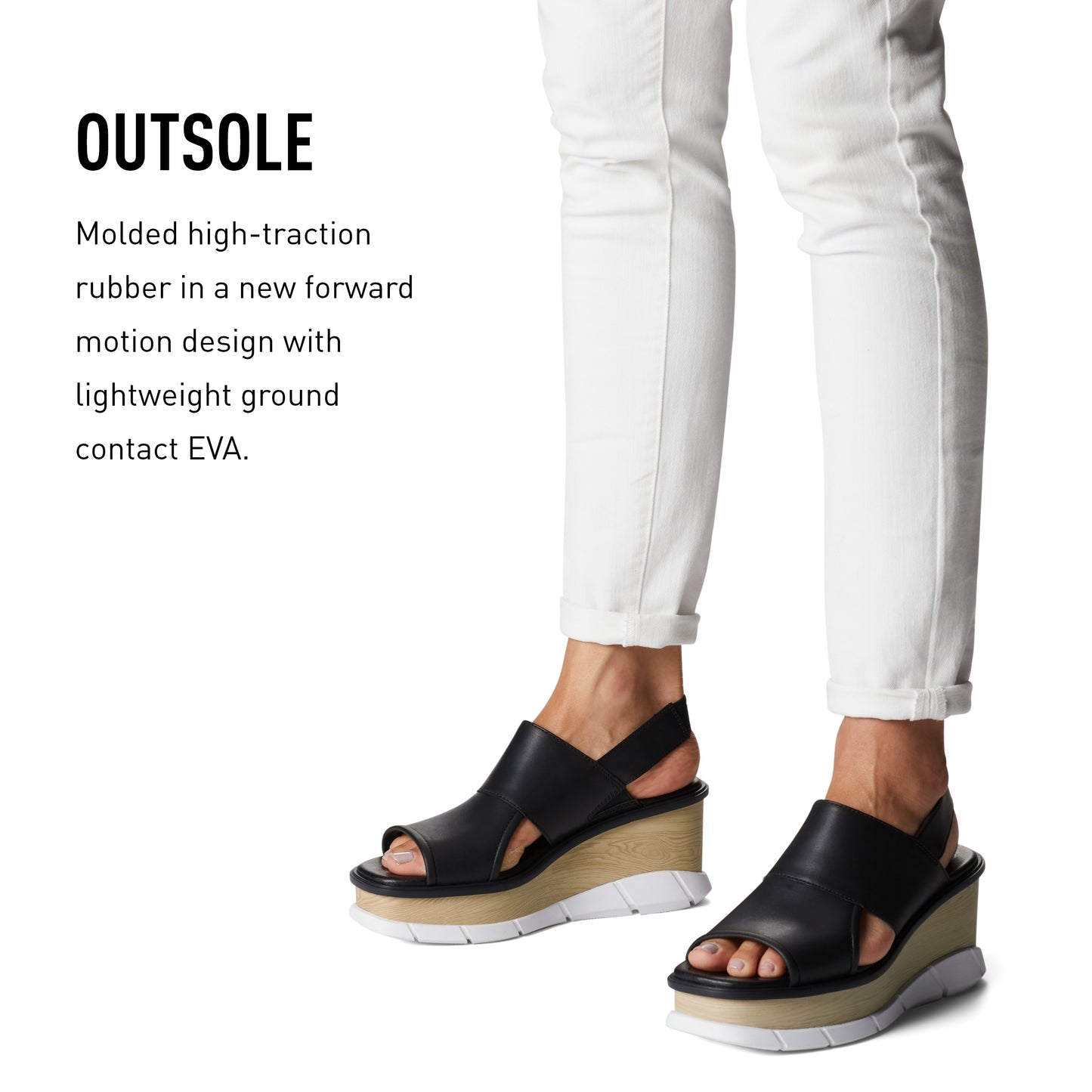 SOREL Women's Joanie III Slingback Sandals - Black, White - Size 9.5