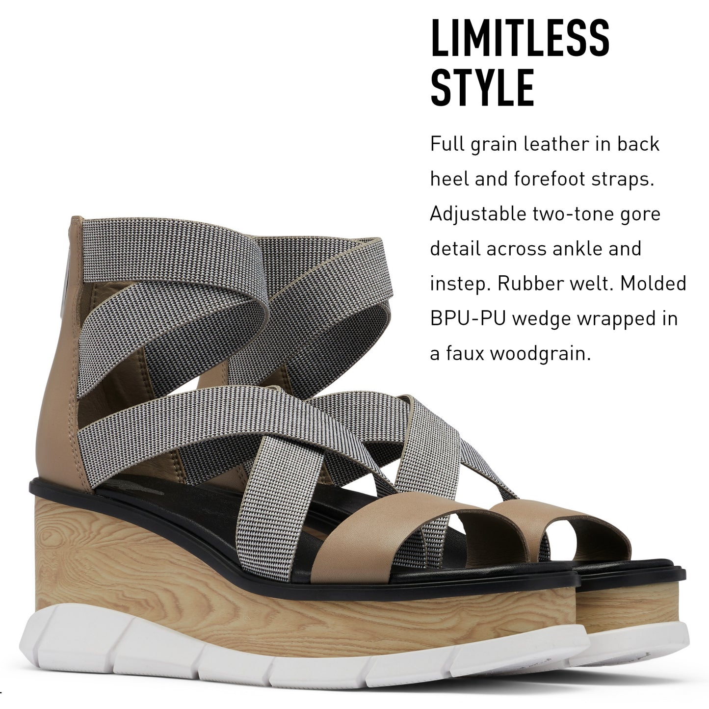SOREL Women's Joanie III Sport Strap Sandals - Omega Taupe, White - Size 12