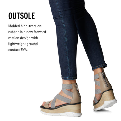 SOREL Women's Joanie III Sport Strap Sandals - Omega Taupe, White - Size 5.5