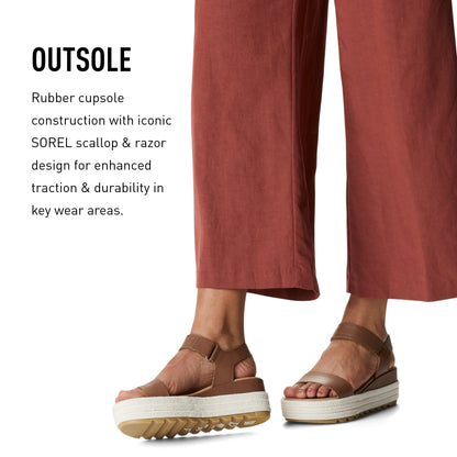 SOREL Women's Cameron Flatform Sandals - Velvet Tan, Chalk - Size 10.5