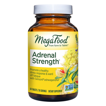 MegaFood Adrenal Strength - Supports Healthy Stress Response - Herbal Supplement with Ashwagandha and Magnesium - Gluten-Free and Made Without Dairy - Vegetarian - 60 Tabs (30 Servings)