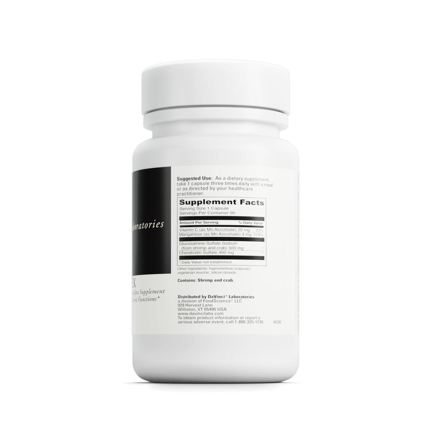 DaVinci Labs Natural Flex - A Glucosamine and Chondroitin Sulfate Supplement to Support Connective Tissue and Joint Functions - Gluten Free - 90 Capsules