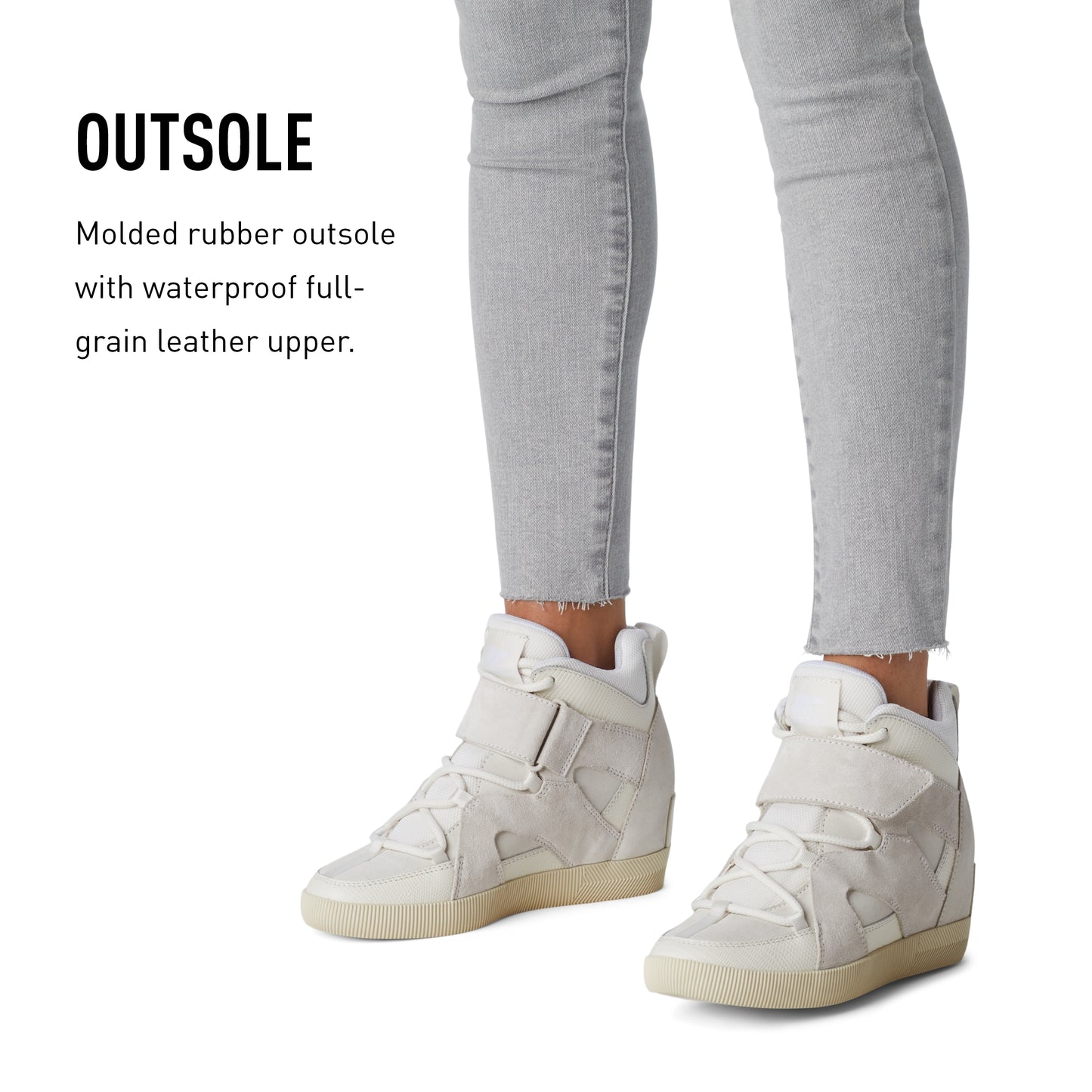 SOREL Women's Out 'N About Sport Wedge Boot - White, Sea Salt - Size 6.5