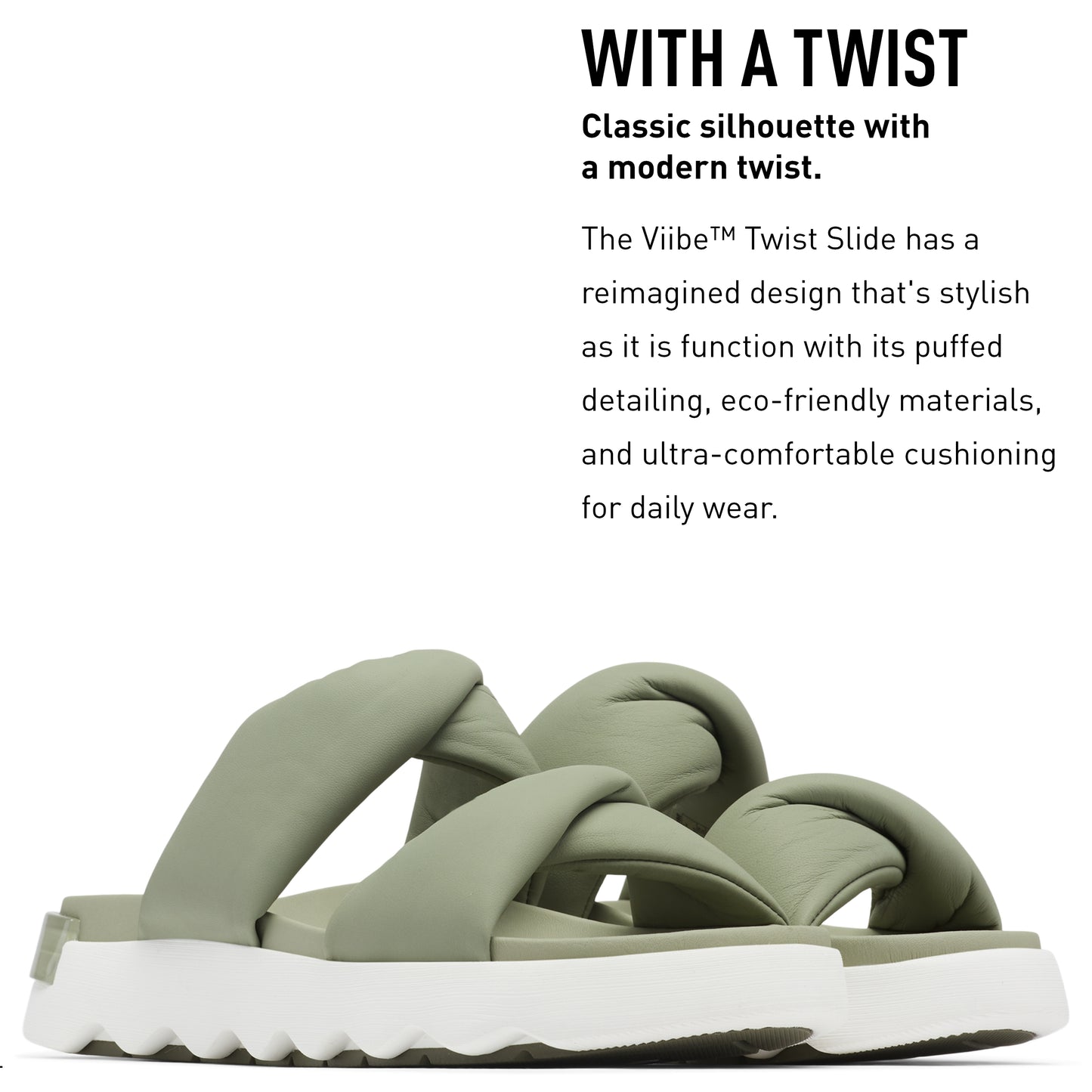 Sorel Women's Viibe‚Ñ¢ Twist Slide - Safari, Stone Green - Size 5