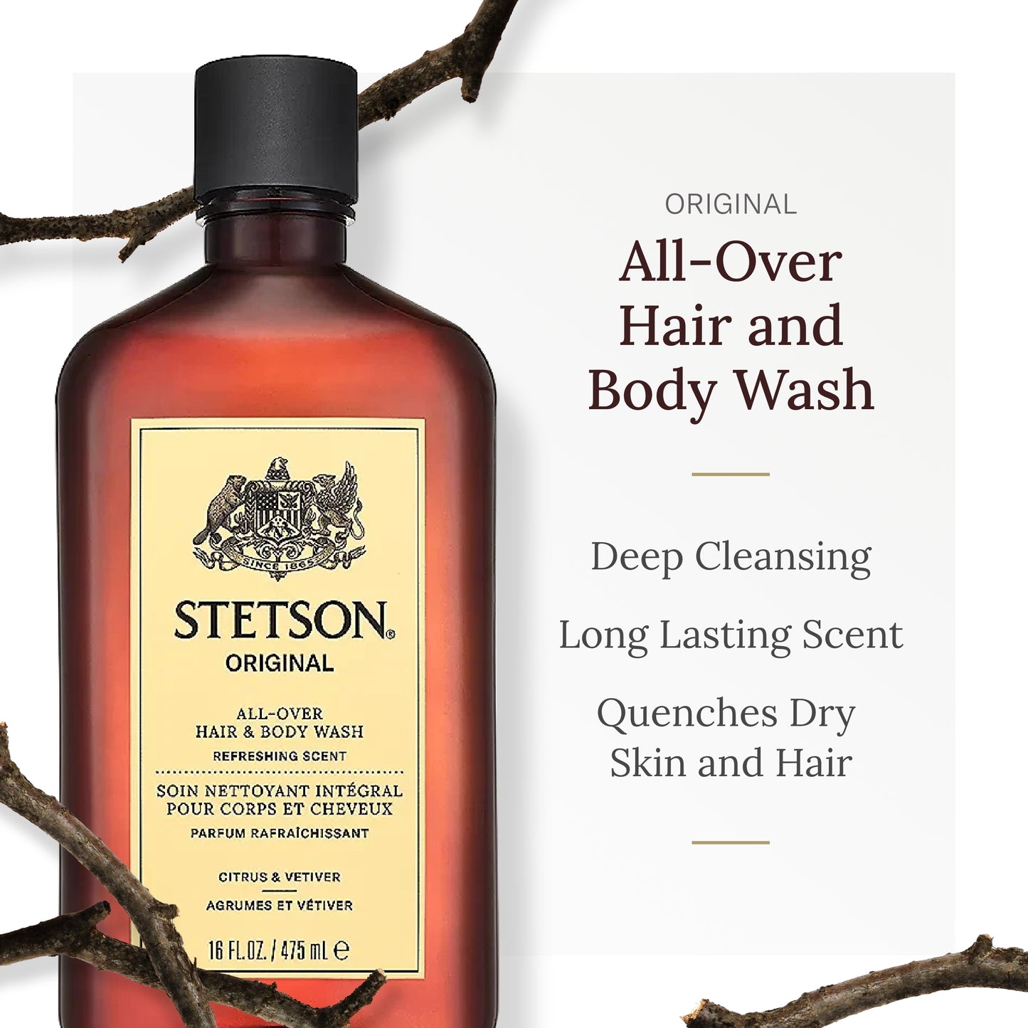 SCENT BEAUTY, Stetson Original All Over Hair & Body Wash - 3 Pack