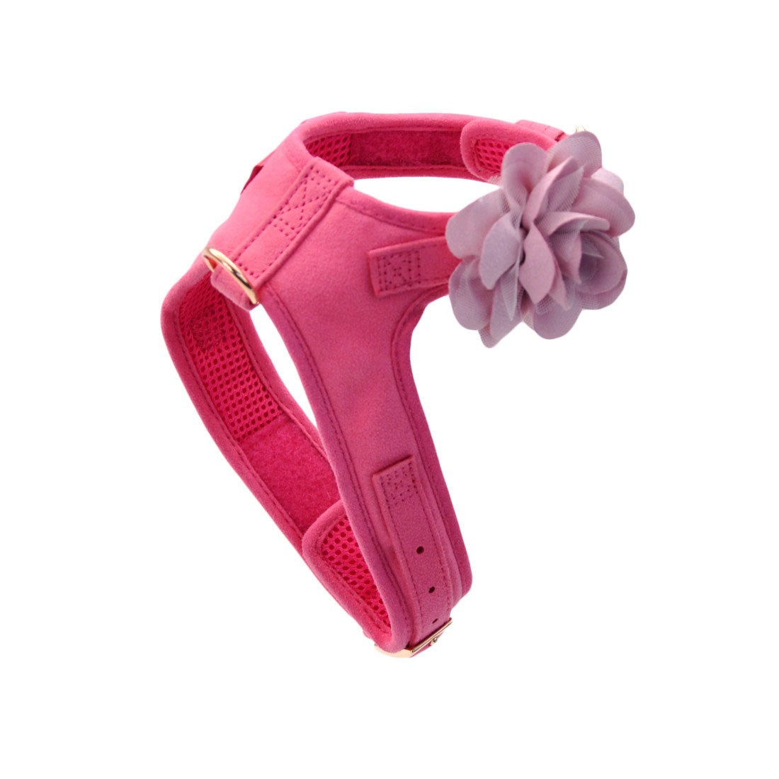 Coastal - Accent Fashion - Microfiber Dog Harness, Posh Pink with Flower, X-Small (14"-16")